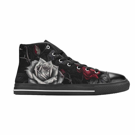 MEN'S Black Gothic Rose High Top Canvas Aesthetic Custom Shoes