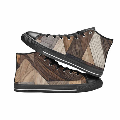 WOMEN'S Wood Grain Texture High Top Canvas Dark Academia Shoes