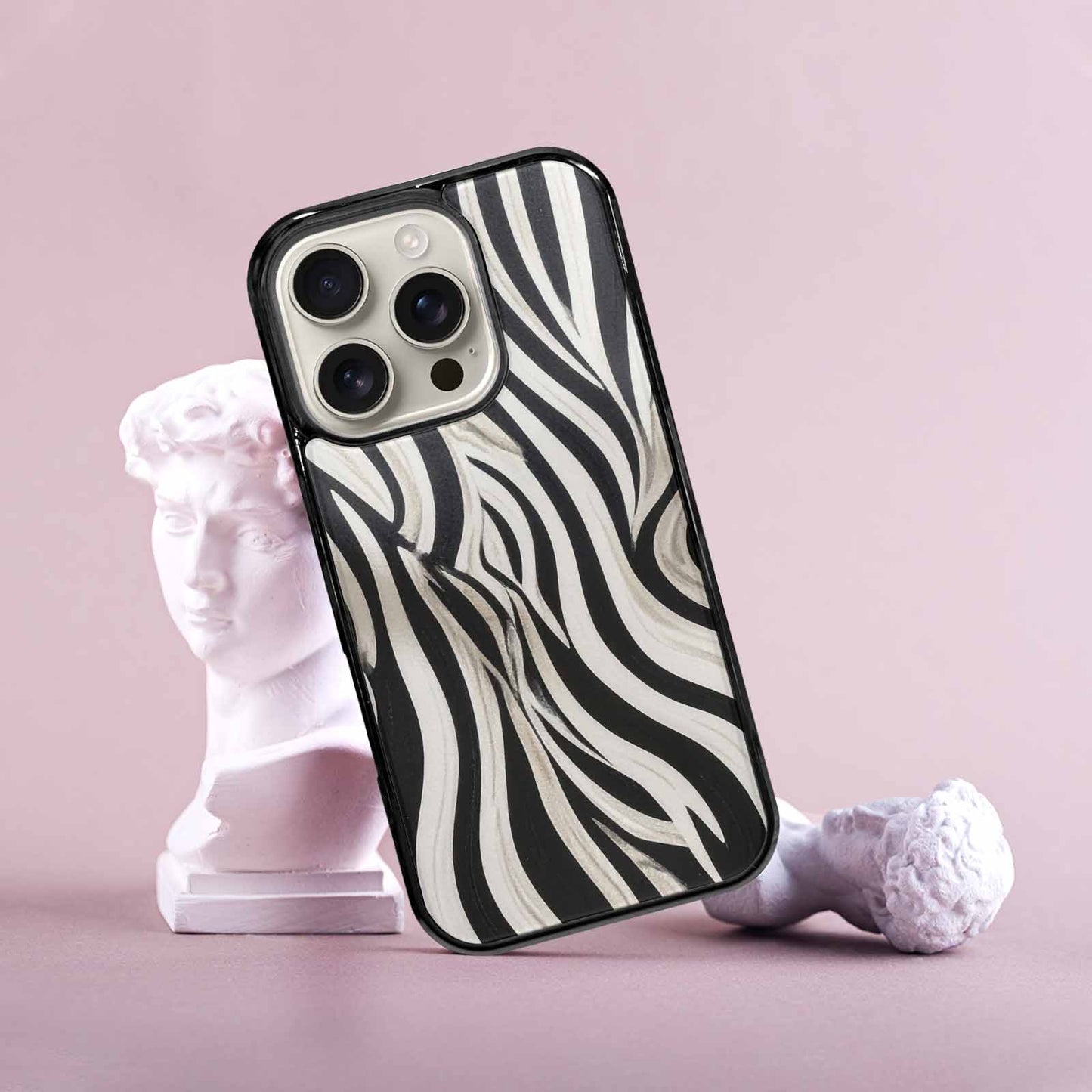iPhone 16 Pro Case — Modern Zebra Stripe Print Crisp Black, Custom Art Phone Cover