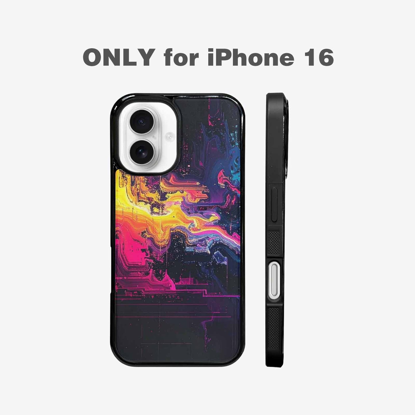 iPhone 16 Case — Glitch Dark Art Seamless Pattern Vibrant, Custom Print Case Cover