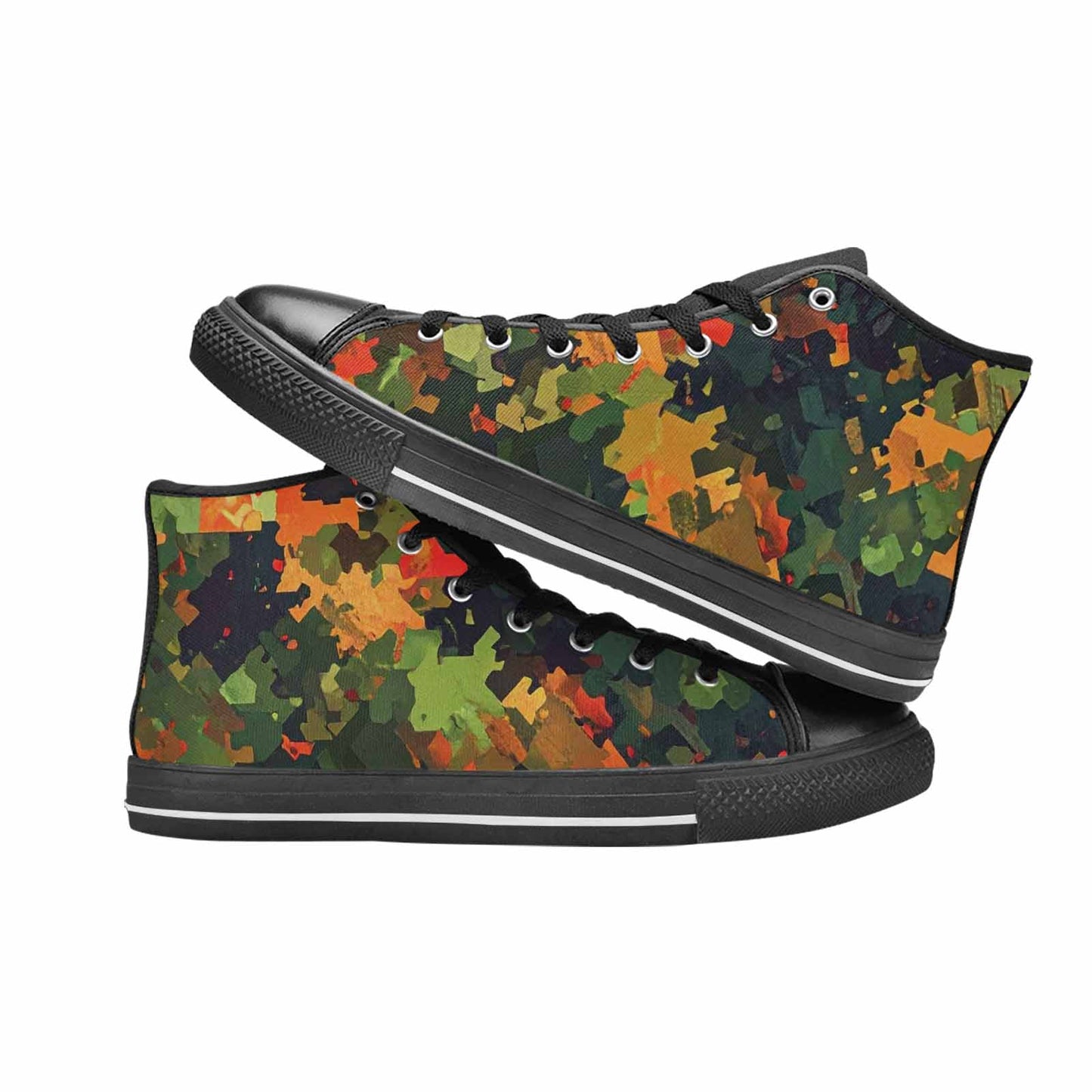 WOMEN'S Military Camouflage Blotch High Top Canvas Grunge Sneakers