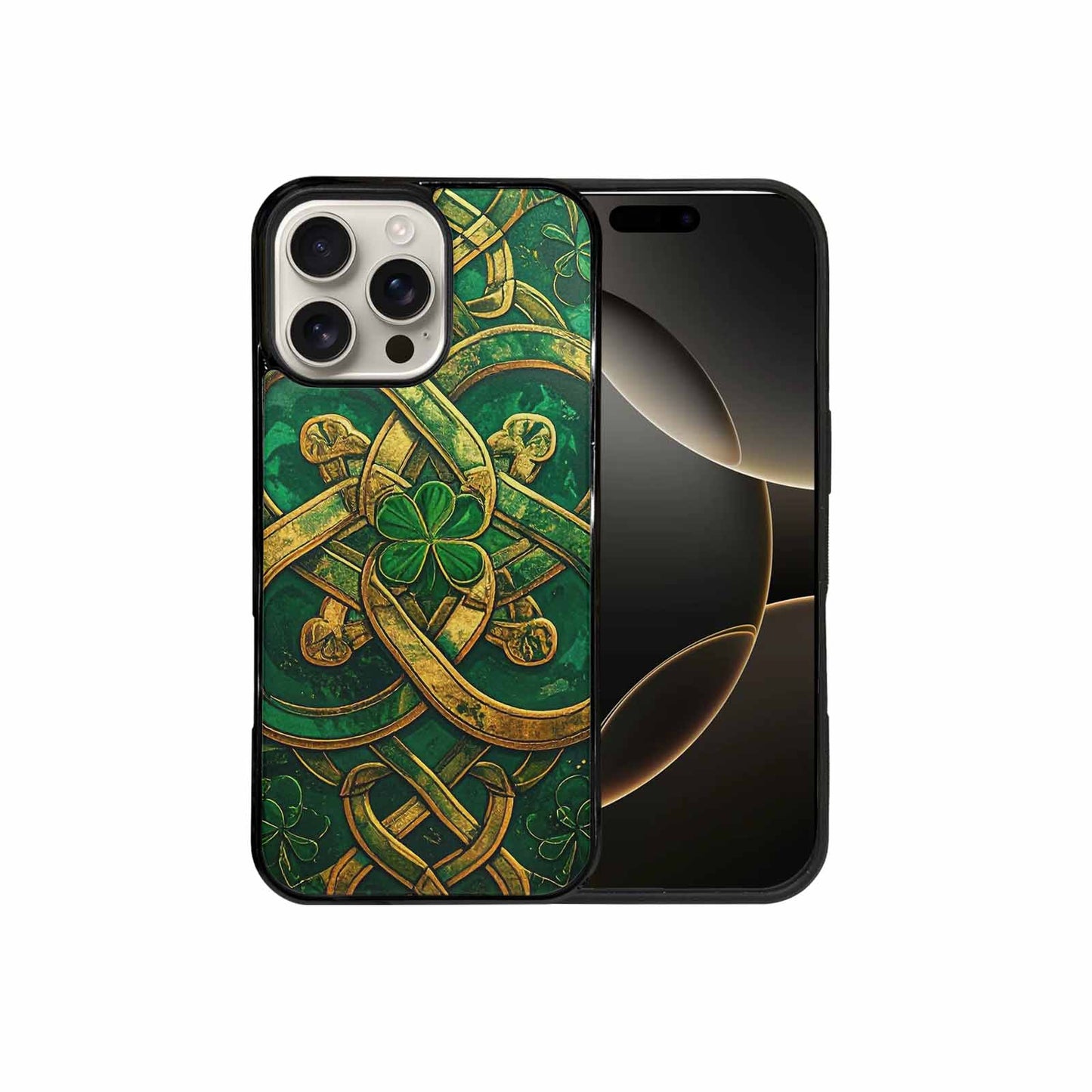 iPhone 16 Pro Max Case — Irish Celtic Knot Pattern Shamrocks Seamless, Custom Made Phone Cover