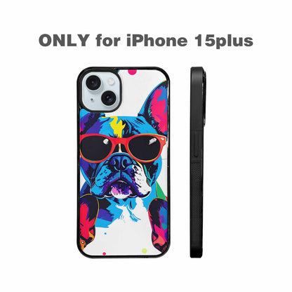 iPhone 15 Plus Case — French Bulldog Pop Art Pattern, Custom Made Phone Cover