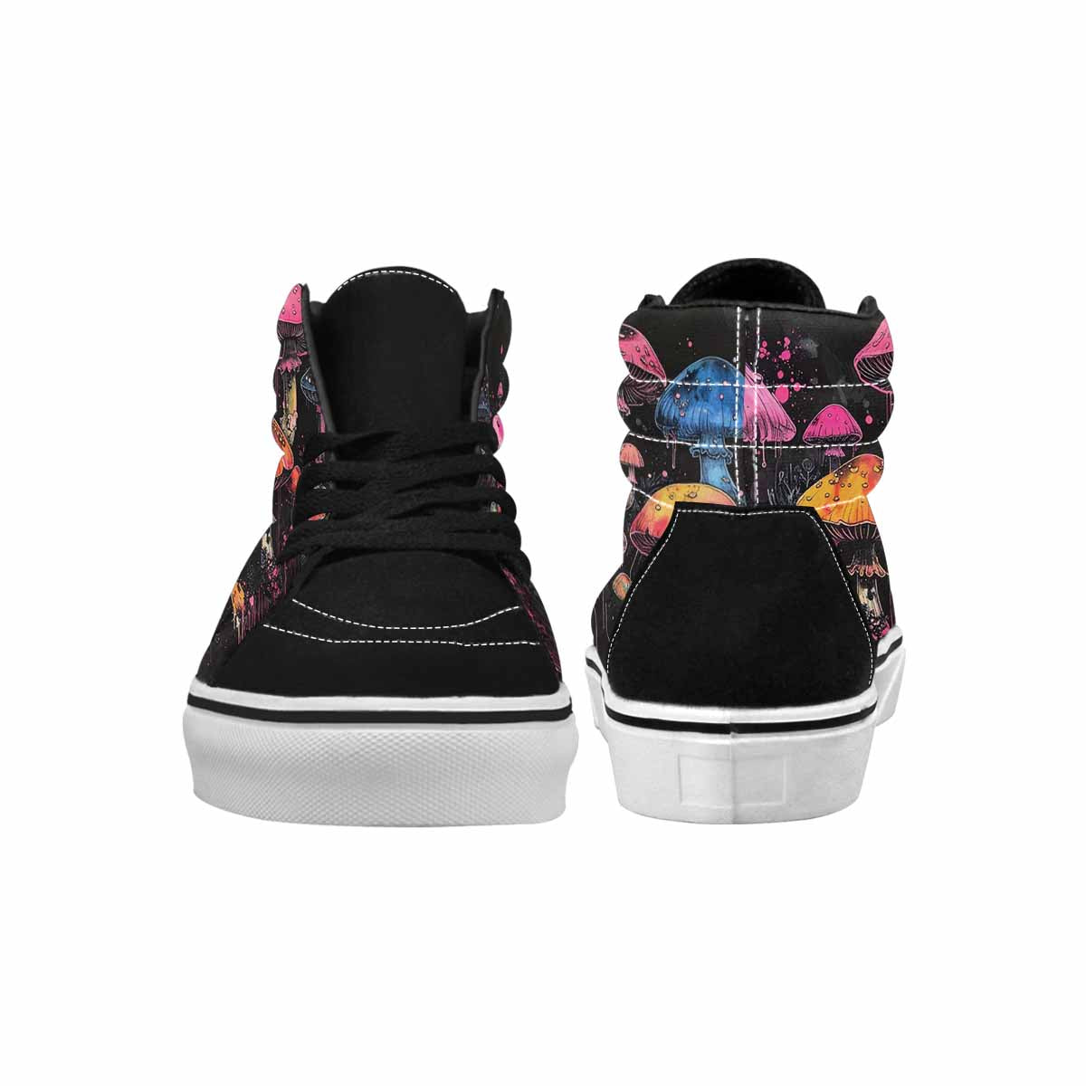 MEN'S Rainbow Drip Mushrooms High Top Canvas Cottagecore Sneakers