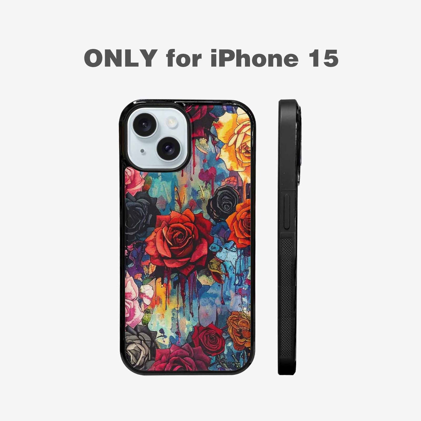 iPhone 15 Case — Gothic Rose Gothic Roses Pattern Hundreds, Custom Made Phone Cover