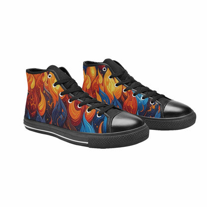 WOMEN'S Fire Flame High Top Canvas Dark Academia Sneakers