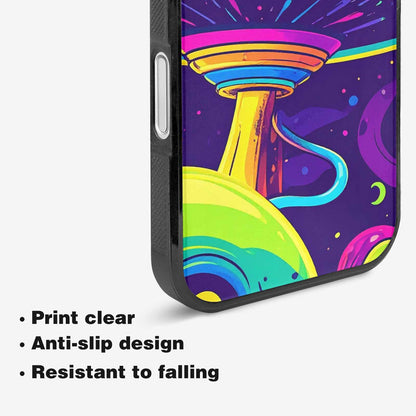 iPhone 16 Plus Case — Alien Ufo Cartoon Art Pattern Groovy, Custom Made Phone Cover