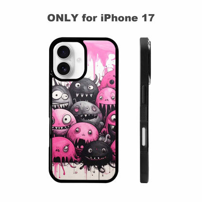 iPhone 17 Case — Monsters (general) Black &amp; Cartoon Cute, Custom Art Phone Cover