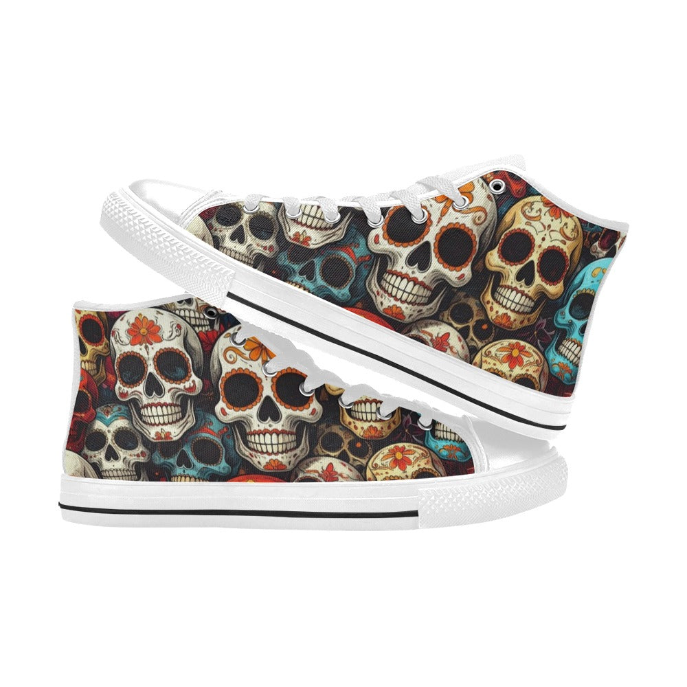 MEN'S Aggressive Comic Sugar Skull High Top Canvas Dark Academia Custom Shoes