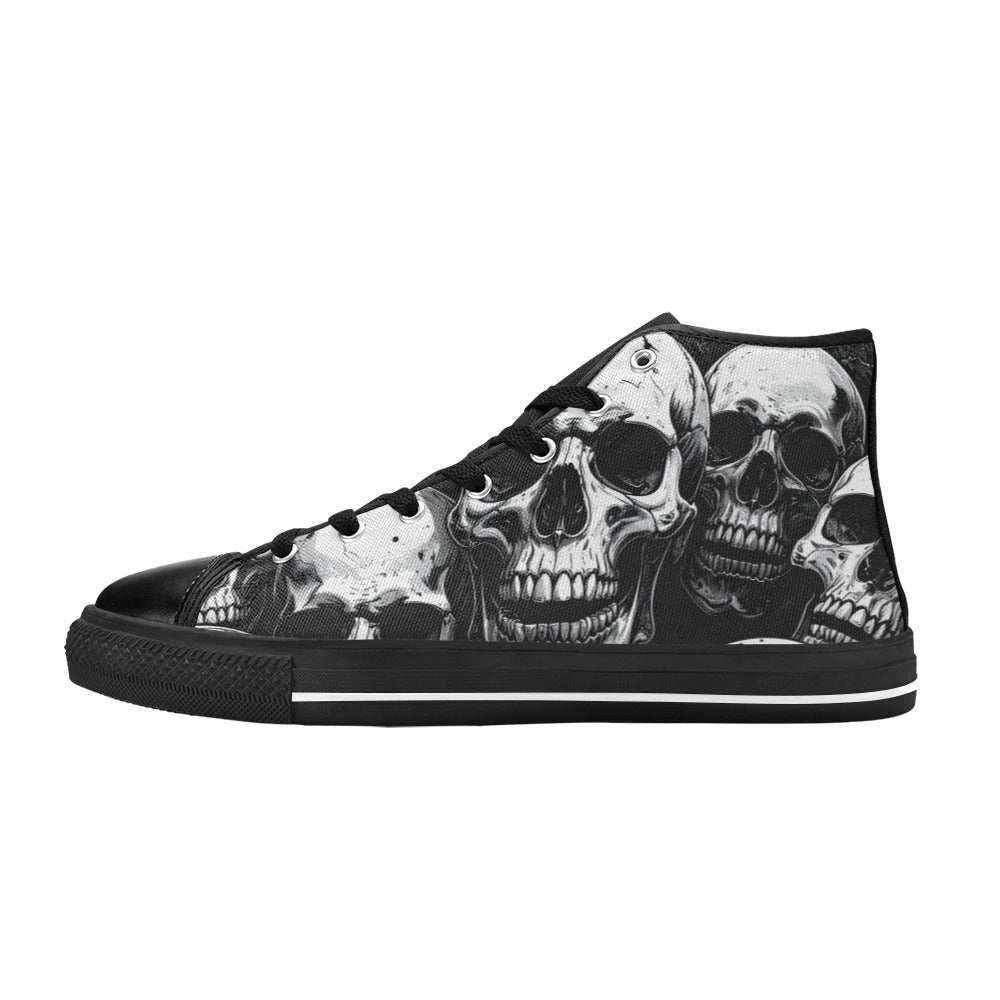 MEN'S Aggressive Comic Skull Black High Top Canvas Neon Fantasy Custom Sneakers