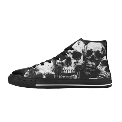 MEN'S Aggressive Comic Skull Black High Top Canvas Neon Fantasy Custom Sneakers