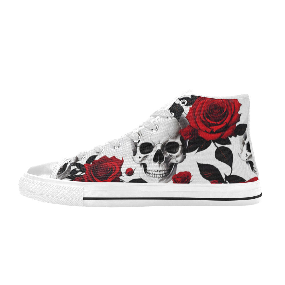 WOMEN'S Skulls Roses Deluxe 3 High Top Canvas Neon Fantasy Shoes