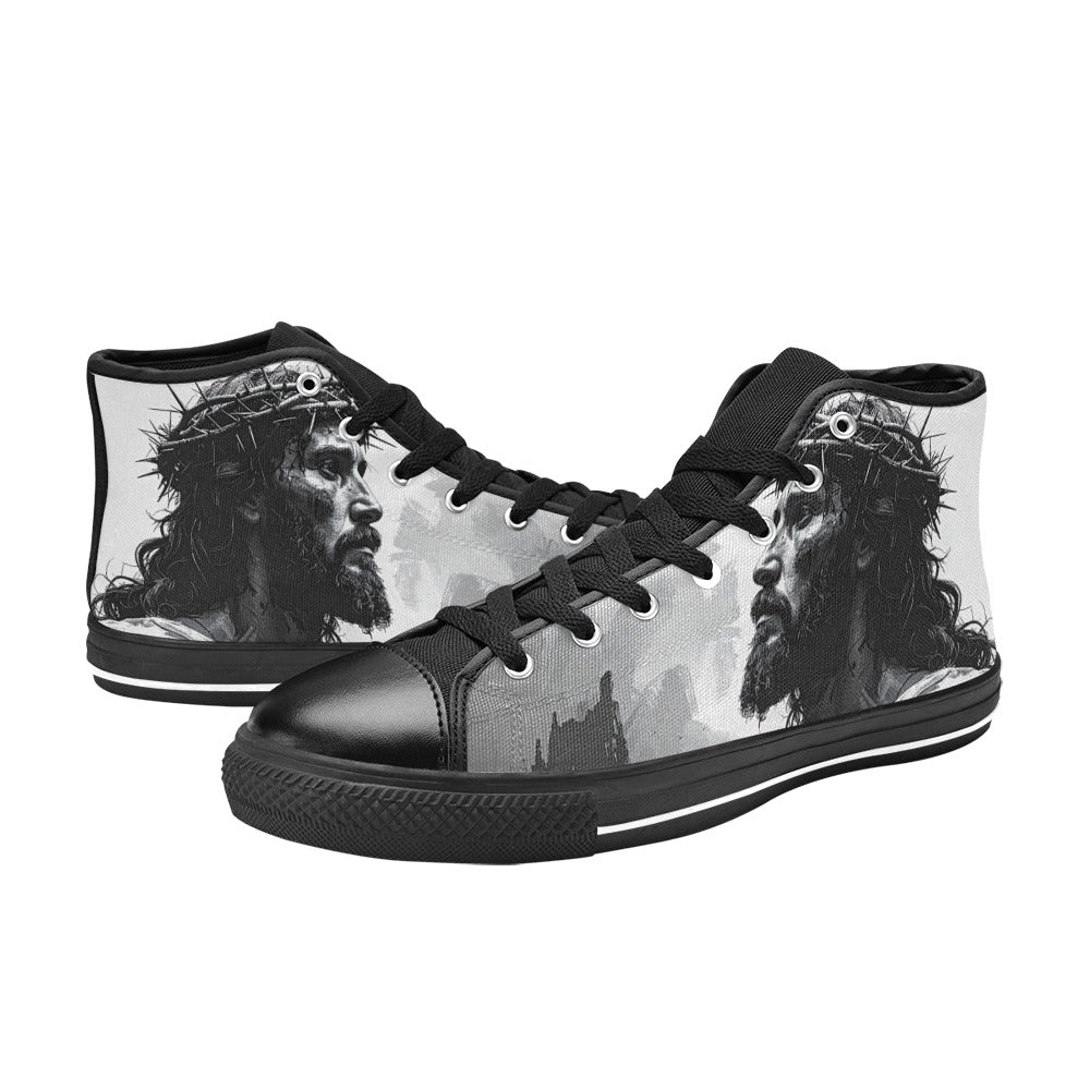 MEN'S Jesus_Ht_06 Men’S High Top Canvas Dark Academia Shoes