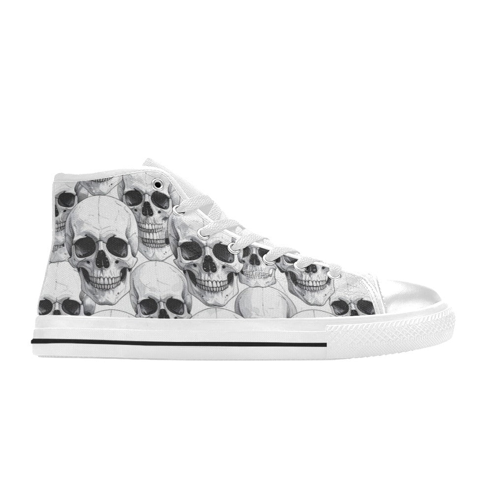 MEN'S Clean Skull Line Art High Top Canvas Wallpaper Art Custom Shoes