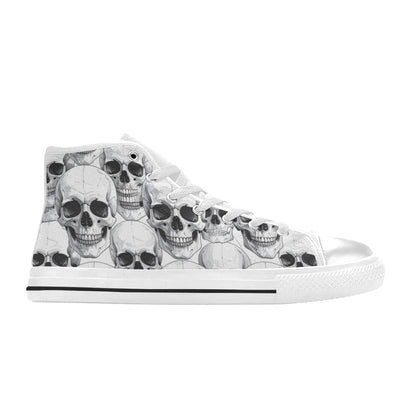 MEN'S Clean Skull Line Art High Top Canvas Wallpaper Art Custom Shoes