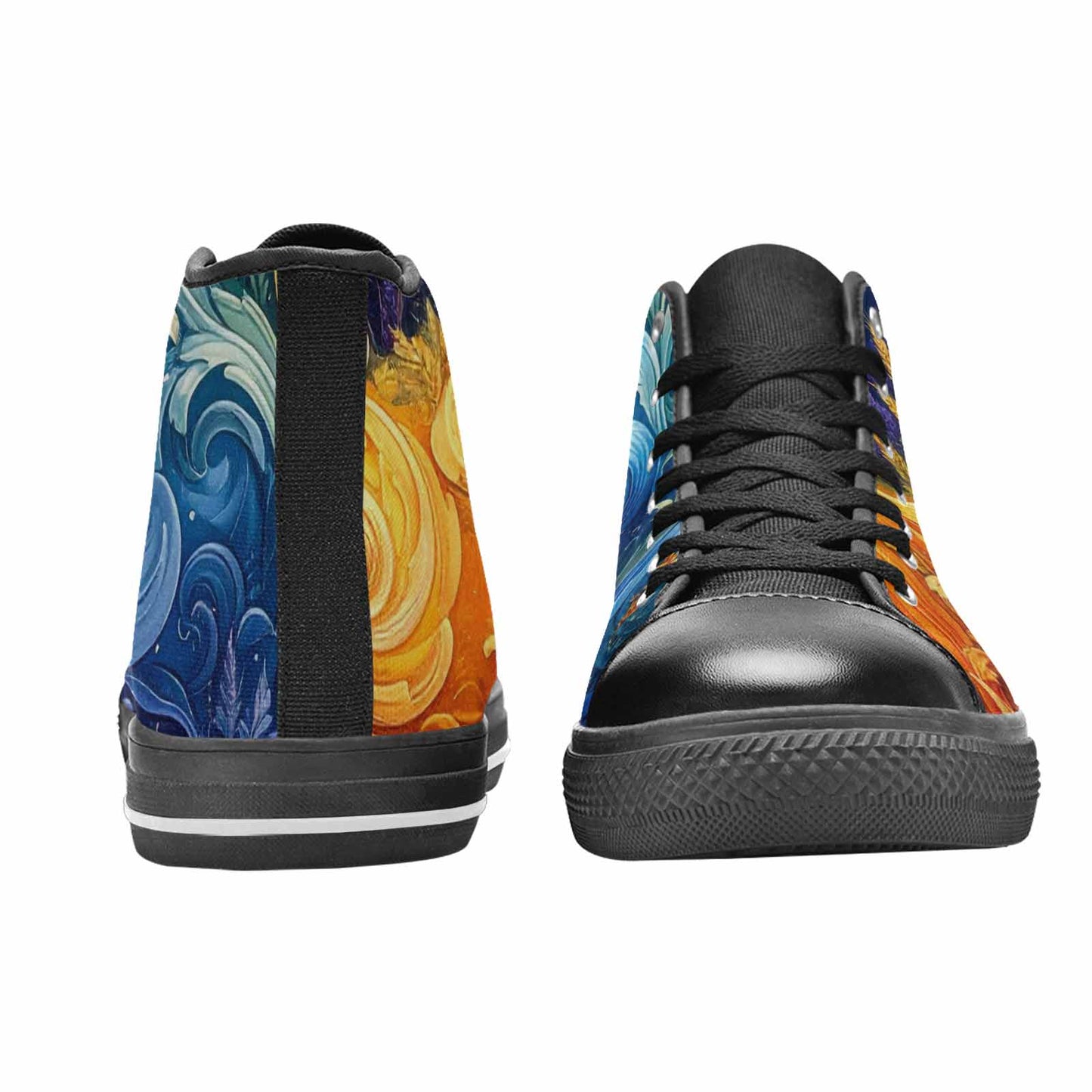 WOMEN'S Van Gogh-Style Swirl High Top Canvas Grunge Shoes