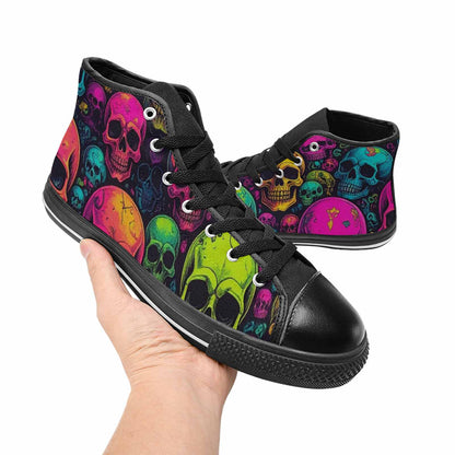 WOMEN'S Skulls - Neon High Top Canvas Dreamcore Custom Shoes