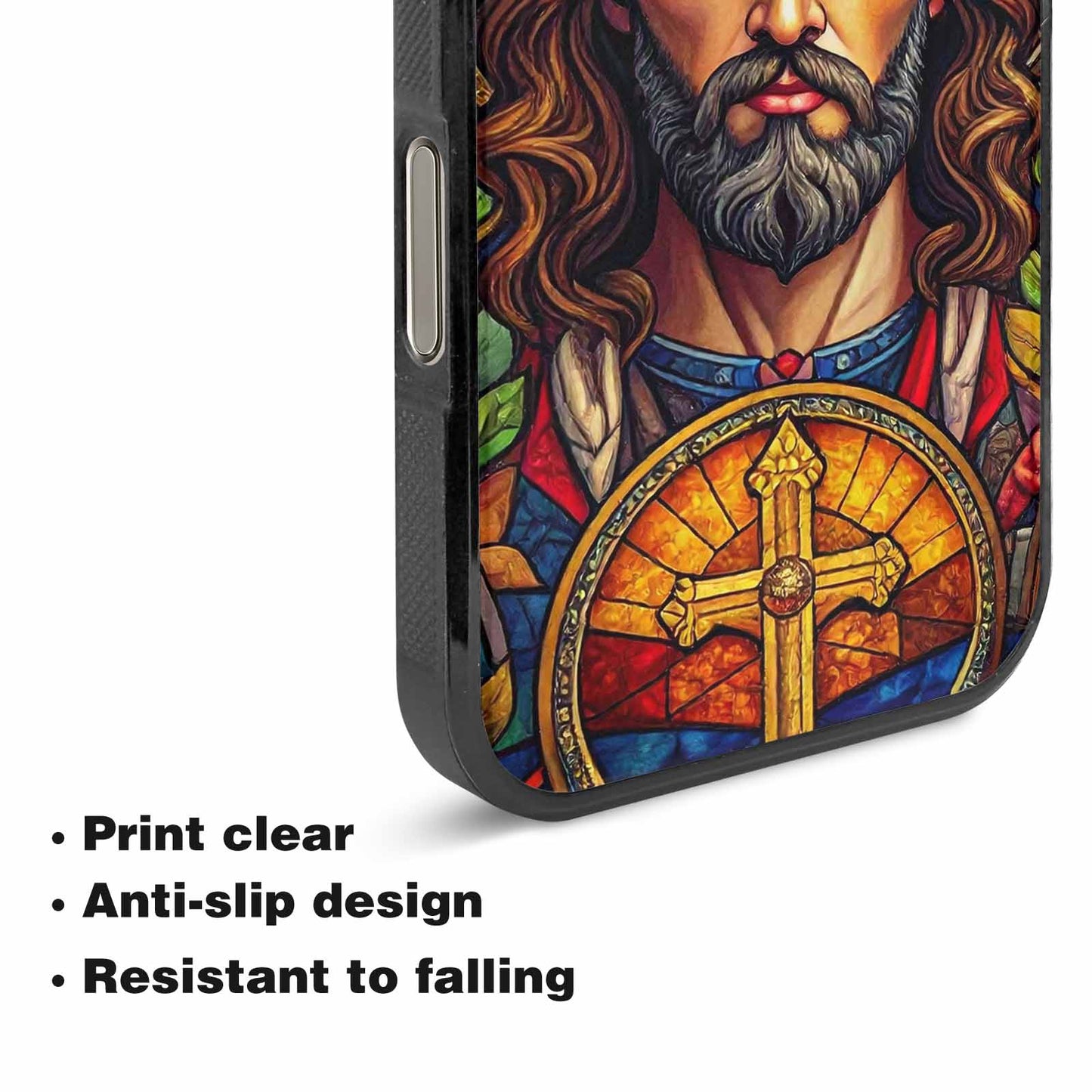 iPhone 16 Pro Max Case — Jesus Face Small Cross And Faith, Custom Art Phone Cover