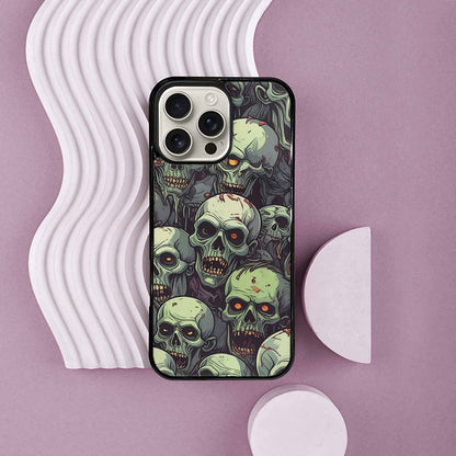 iPhone 16 Pro Max Case — Zombie Head Pattern Hundreds Of Small, Personalized Phone Case