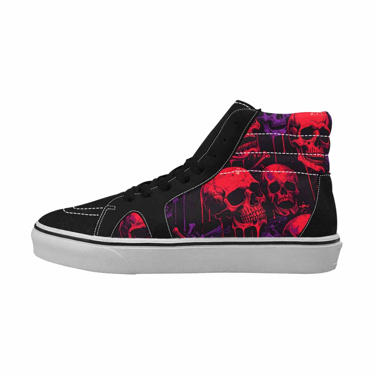MEN'S Red + Purple Skeletons High Top Canvas Surreal Custom Shoes