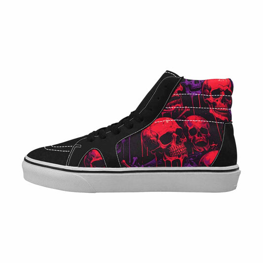 MEN'S Red + Purple Skeletons High Top Canvas Surreal Custom Shoes