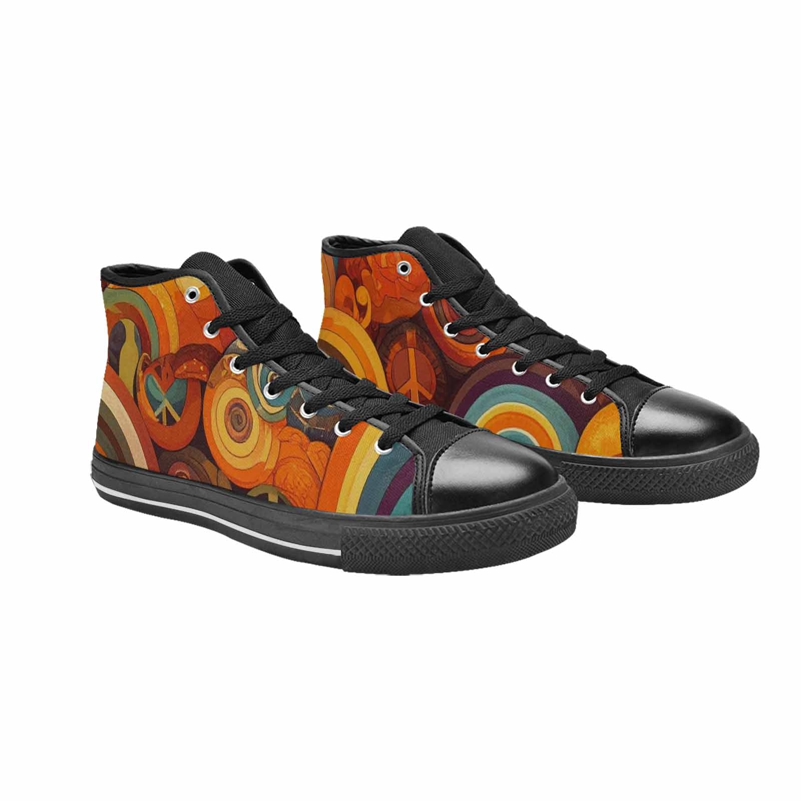 WOMEN'S Groovy 70S Peace High Top Canvas Y2K Custom Shoes