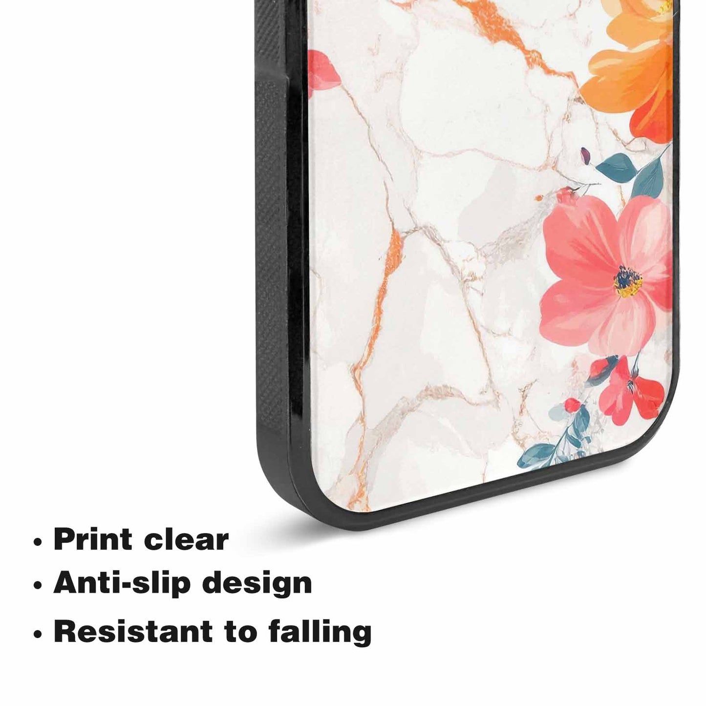 iPhone 15 Plus Case — Marble Floral, Custom Printed Phone Case