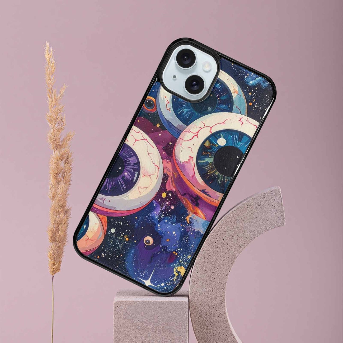 iPhone 15 Plus Case — Cartoon Eyeballs Galaxy Personalized Phone Cover, Personalized Phone Case