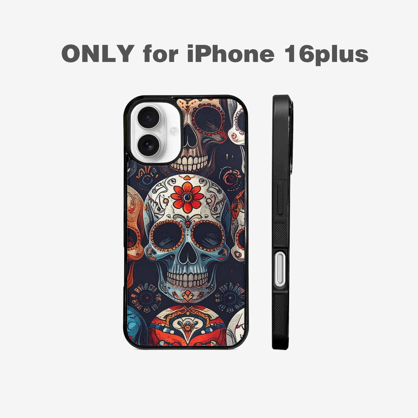 iPhone 16 Plus Case — Skull Waves, Custom Phone Case