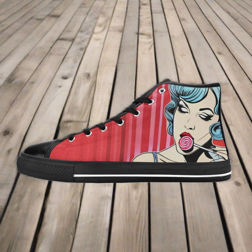 Aurora Borealis Blue Gold Unique WOMEN Bold Art - Freaky Shoes | Custom Art Sneakers