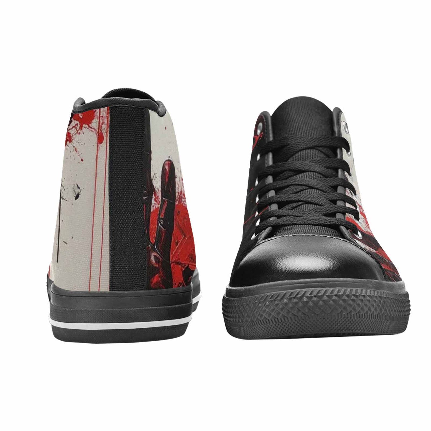 MEN'S Halloween Splatter Handprint High Top Canvas Vibrant Chaos Custom Sneakers
