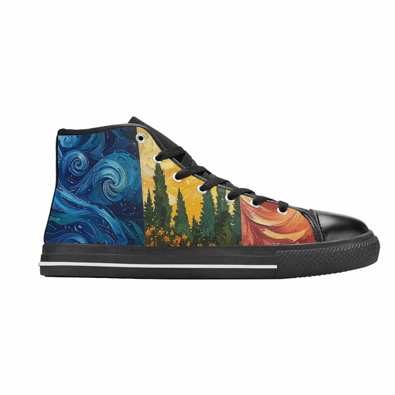 MEN'S Van Gogh-Style Swirl High Top Canvas Dark Academia Sneakers