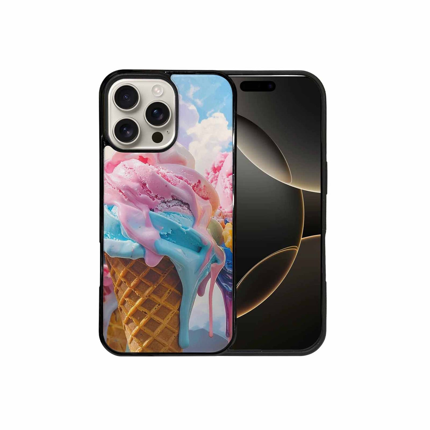 iPhone 16 Pro Max Case — Collage Of Overlapping Waffle Cone Icecream, Customized Protective Case