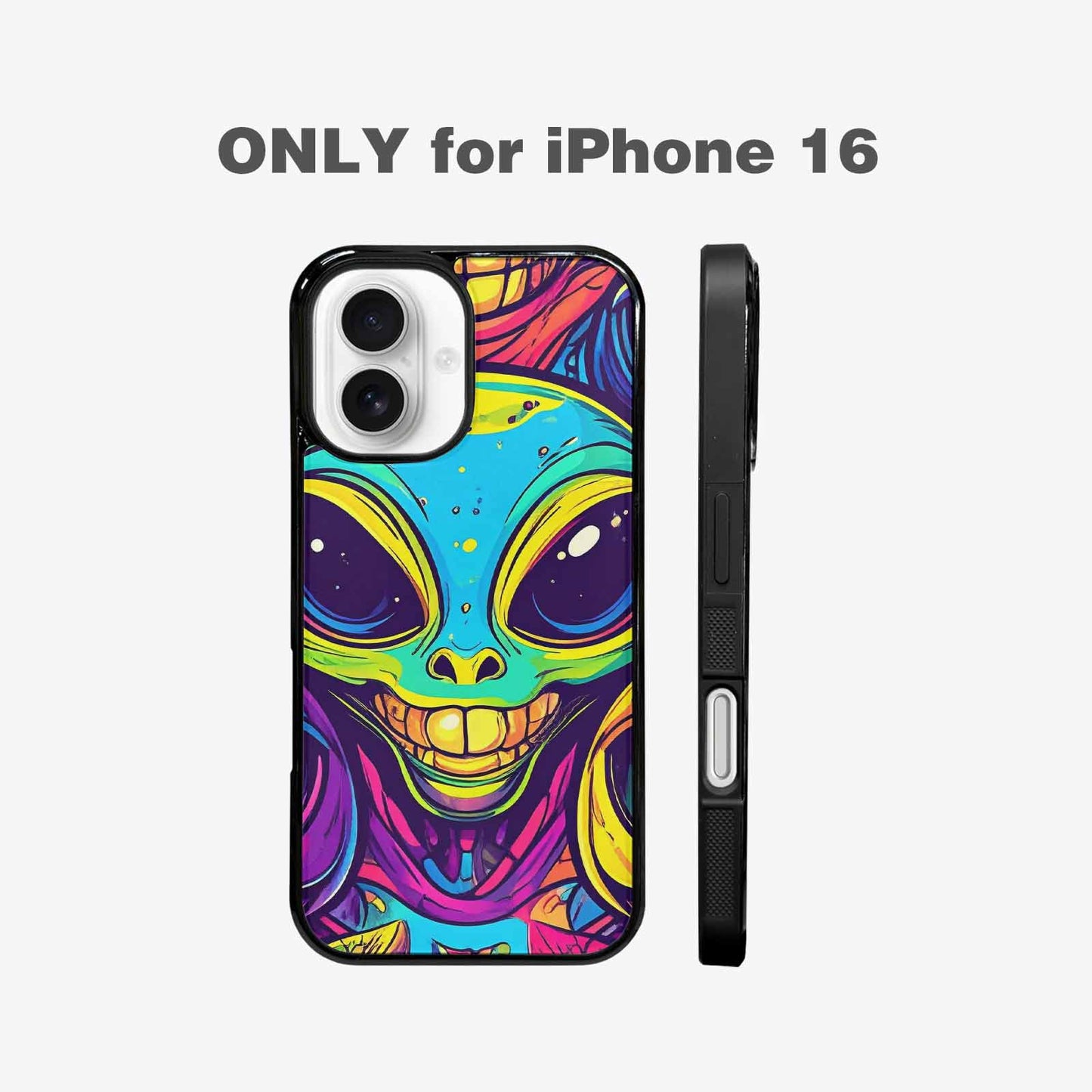 iPhone 16 Case — Alien Ufo Cartoon, Original Design Phone Case