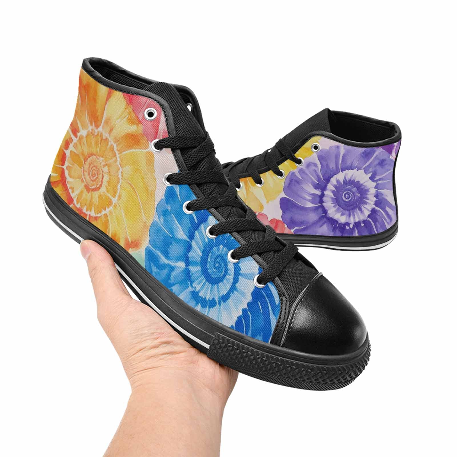 MEN'S Tie Dye Swirl High Top Canvas Vibrant Chaos Shoes