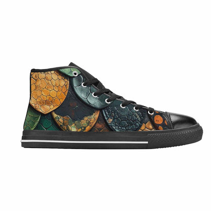 MEN'S Snake Skin Reptile High Top Canvas Wallpaper Art Shoes
