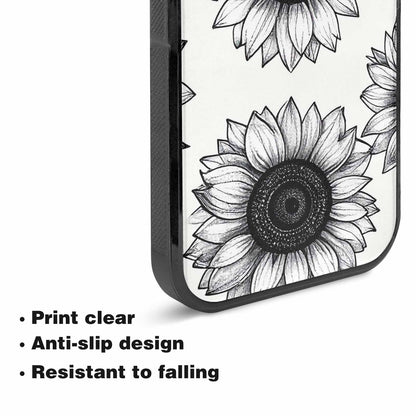 iPhone 15 Case — Minimalist Line Art Sunflower, Customized Protective Case