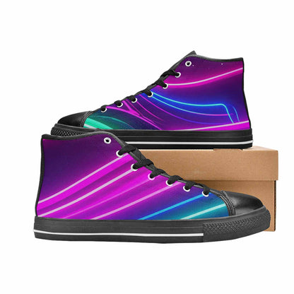MEN'S 80S Neon Cartoon High Top Canvas Wallpaper Art Custom Sneakers