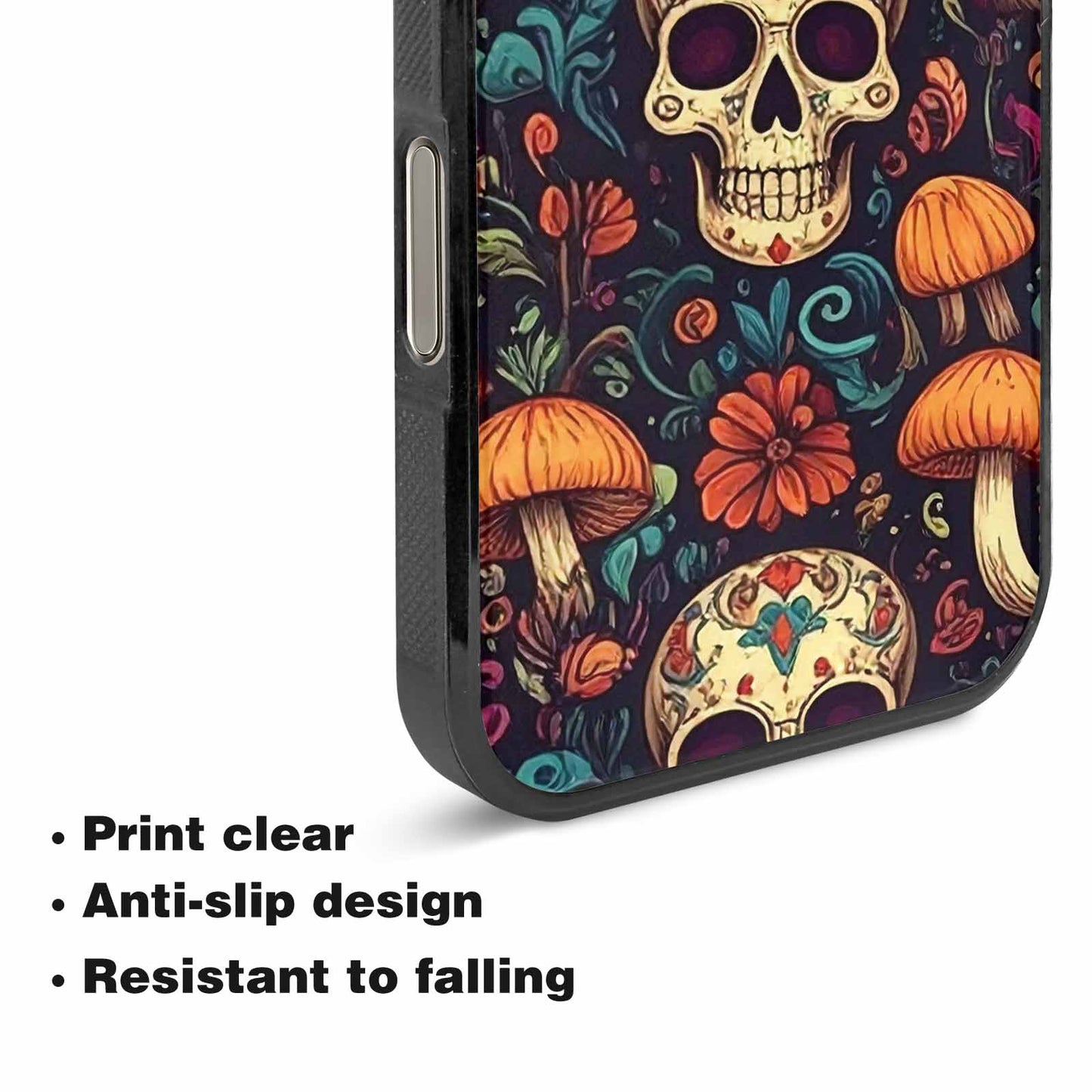 iPhone 16 Pro Max Case — Mushrooms And Skulls, Custom Printed Phone Case