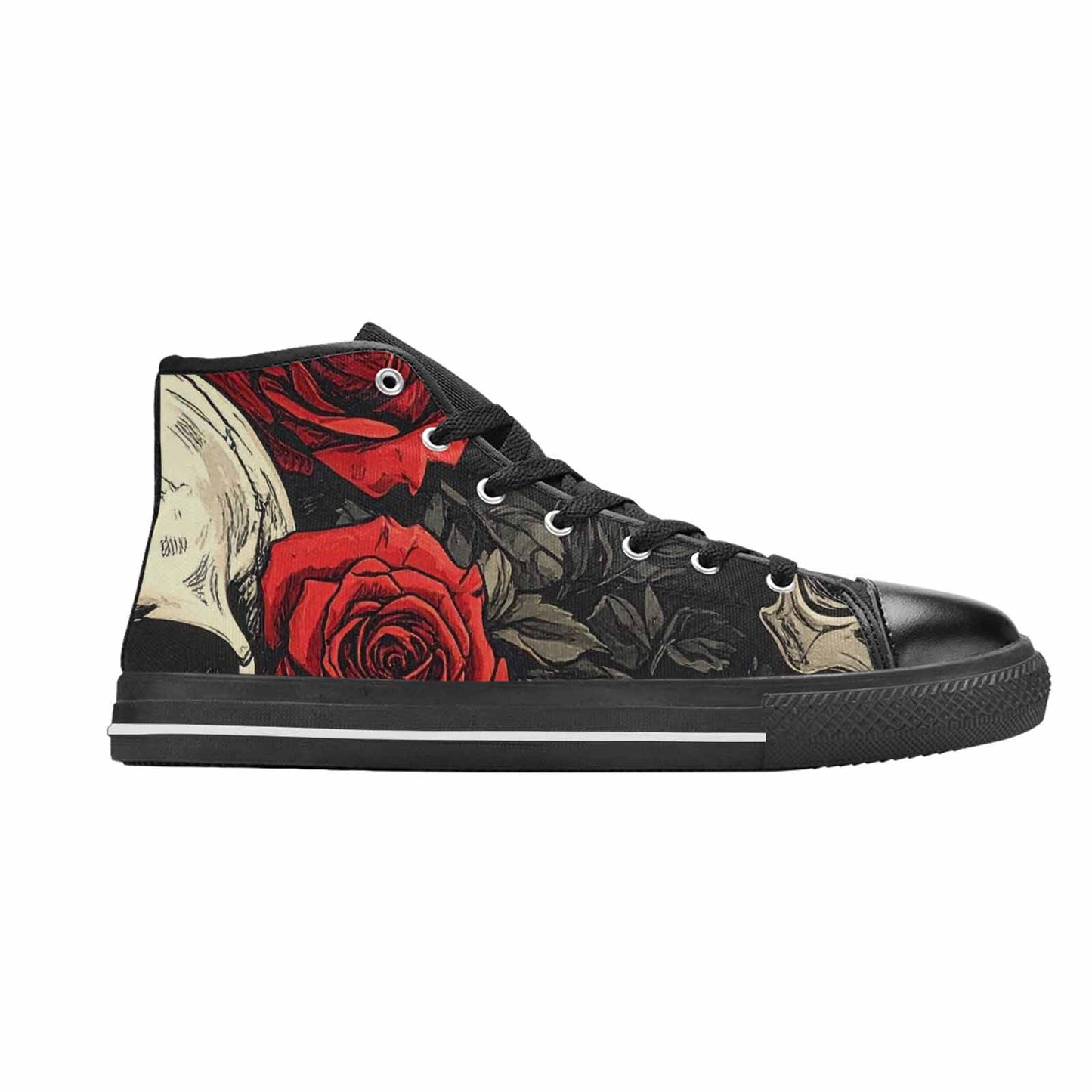 MEN'S Skulls Roses Bold Pen Ink High Top Canvas Dreamcore Sneakers