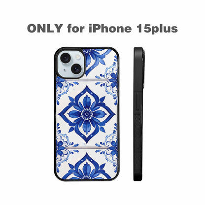 iPhone 15 Plus Case — Mexican Talavera Tile Pattern Floral Geometric, Custom Phone Case
