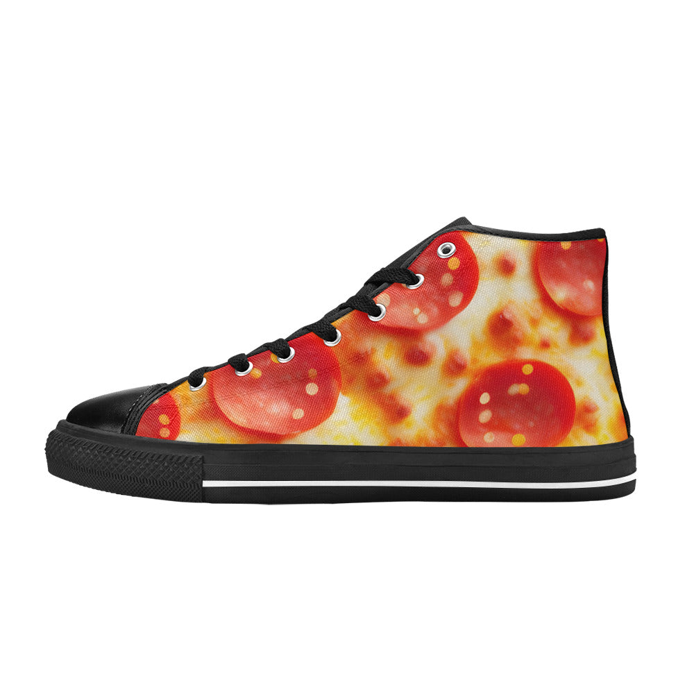 WOMEN'S Cc Pepperoni Pizza Cheese High Top Canvas Y2K Custom Shoes