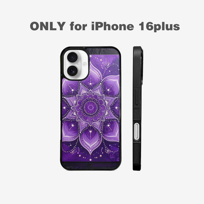 iPhone 16 Plus Case — Purple Mandala Bohemian Print Edge To, Custom Art Phone Cover
