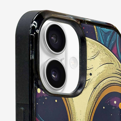 iPhone 16 Case — Alien Ufo Cartoon Art Pattern Groovy, Custom Made Phone Cover