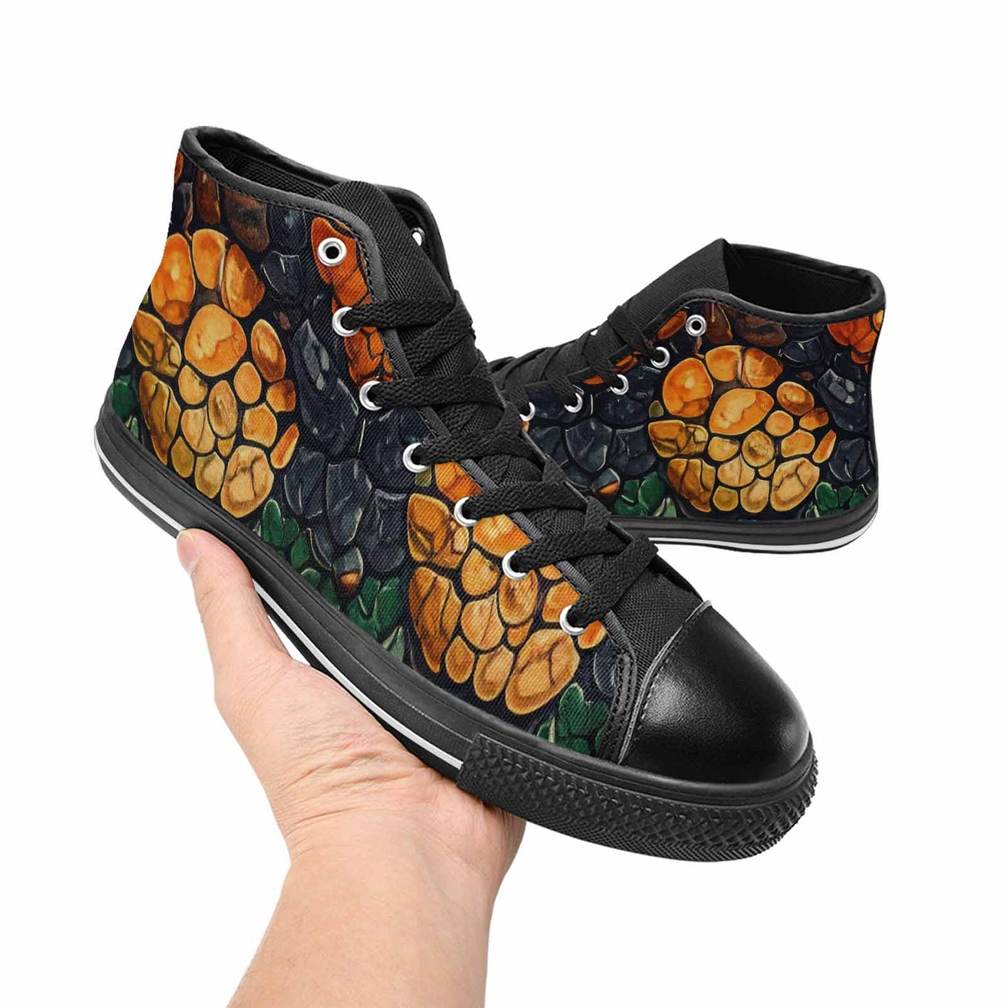 MEN'S Snake Skin Reptile High Top Canvas Vibrant Chaos Custom Shoes