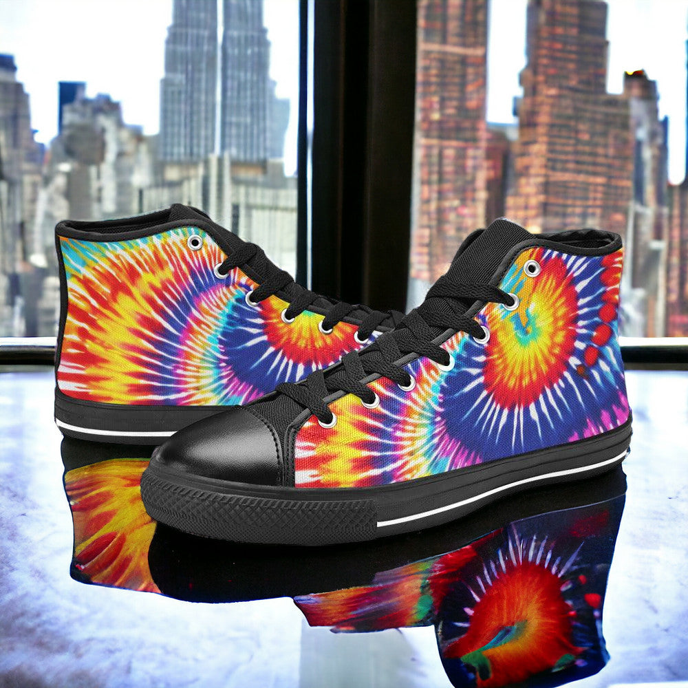 Butterfly Rainbow Navy Indigo Unique MEN Bold Art - Freaky Shoes | Custom Art Sneakers
