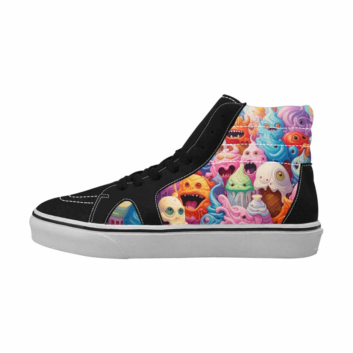 MEN'S Melting Ice Cream Monster High Top Canvas Wallpaper Art Sneakers