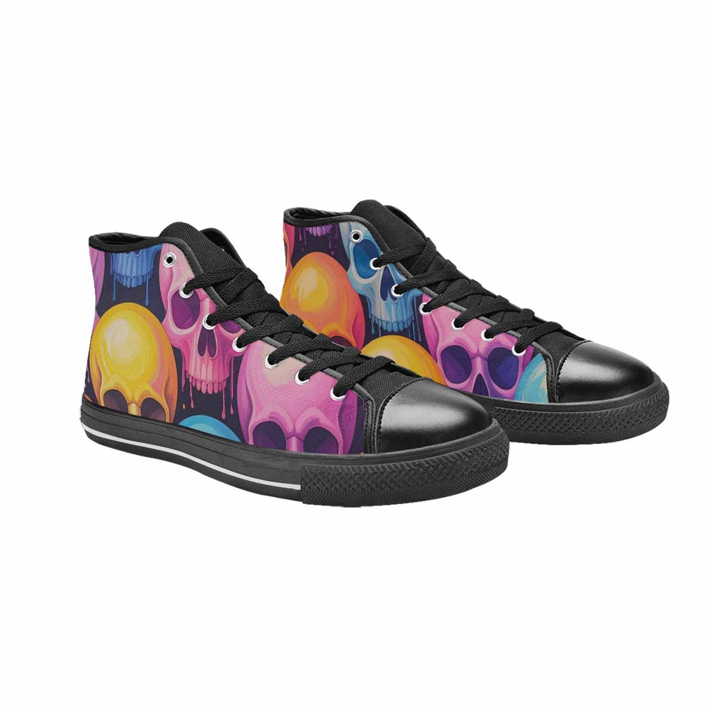 MEN'S Dripping Candy Skulls High Top Canvas Grunge Custom Shoes