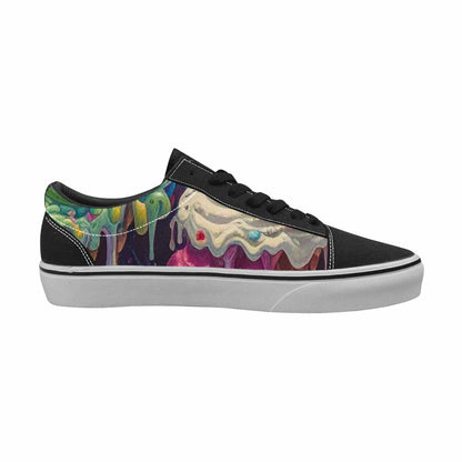 WOMEN'S Melting Ice Cream Monster Lace-Up Canvas Wallpaper Art Sneakers