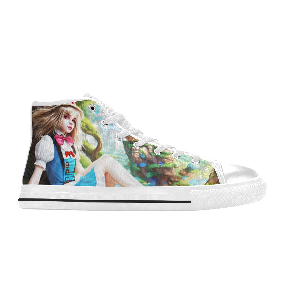 WOMEN'S Acid Creepy Wonderland Psychedelic High Top Canvas Neon Fantasy Custom Sneakers